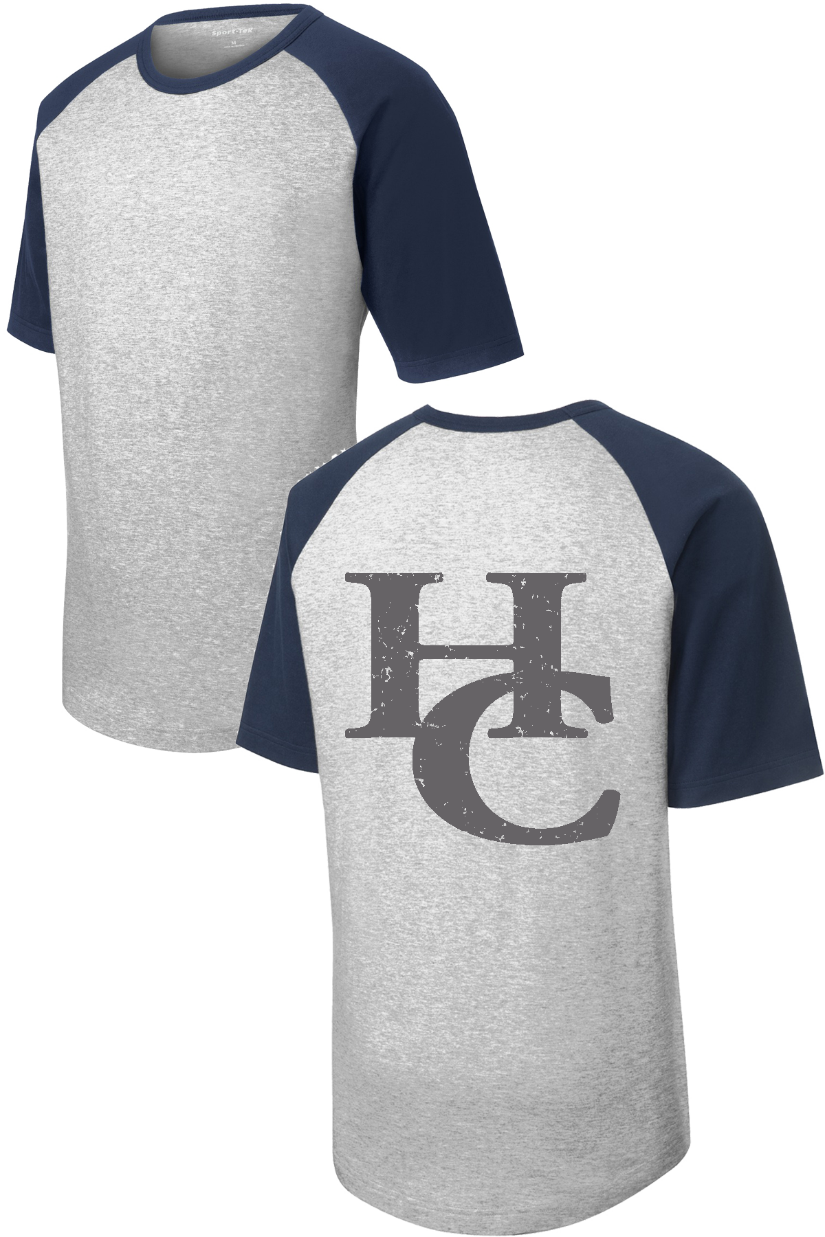 HC YOUTH Raglan T-Shirt -HEATHER GREY/NAVY
