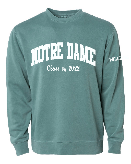 Notre Dame Class of 2022 Crewneck - Pigment Alpine Green