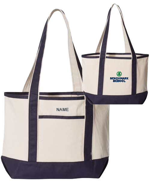 Benchmark School 20L Small Deluxe Tote - NATURAL/NAVY