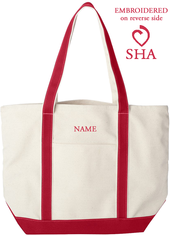 SHA Classic XL Cotton Canvas Boat Tote -NATURAL/RED