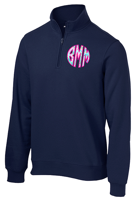 Lilly Appliqued Embroidered Adult 1/4-Zip Sweatshirt