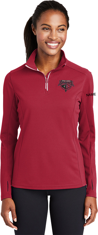UM Stingrays Sport-Tek Ladies Sport-Wick Textured 1/4-Zip Pullover -DEEP RED